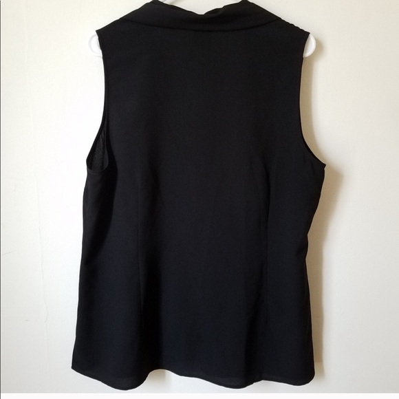 Cabi Black Fringe Sleeveless Scarf Blouse. Sz XL - Picture 3 of 4